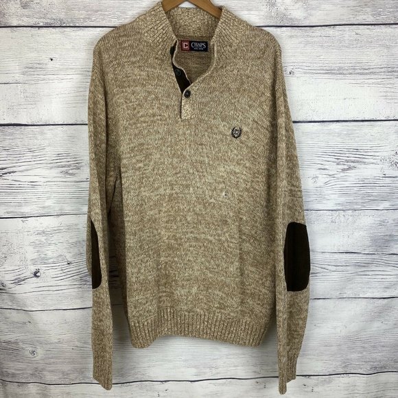 Chaps Other - Chaps Sweater 1/4 Button Pull Over XL Tan Preppy